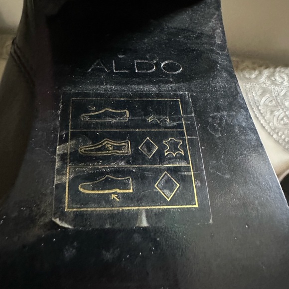 Aldo black leather stacked heel booties size 6 - Picture 4 of 4